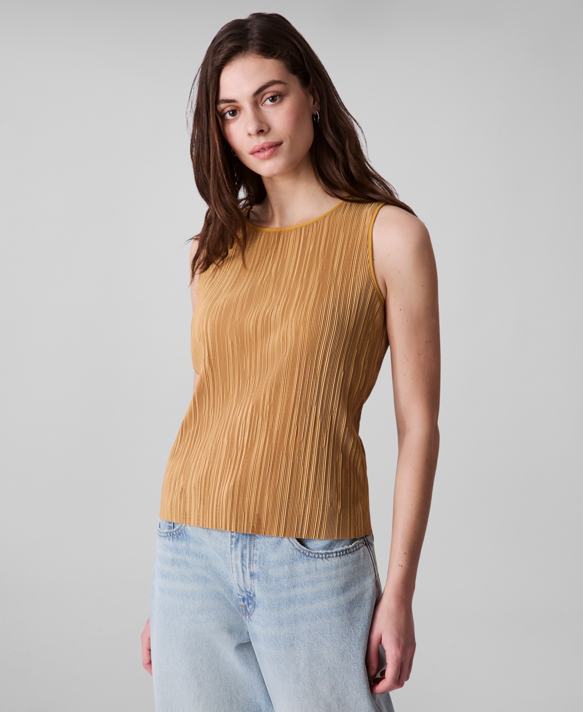 Calvin Klein Women's Plisse Tank Top In Gold