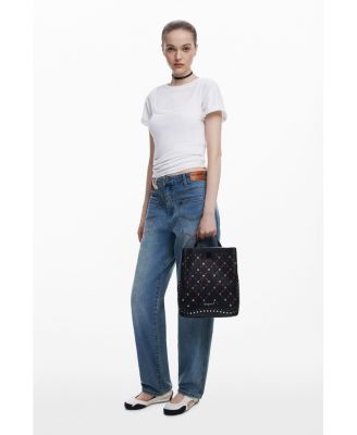 Women's Small perforated backpack with studs