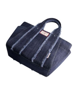 Frayed Handle Solid Denim Tote