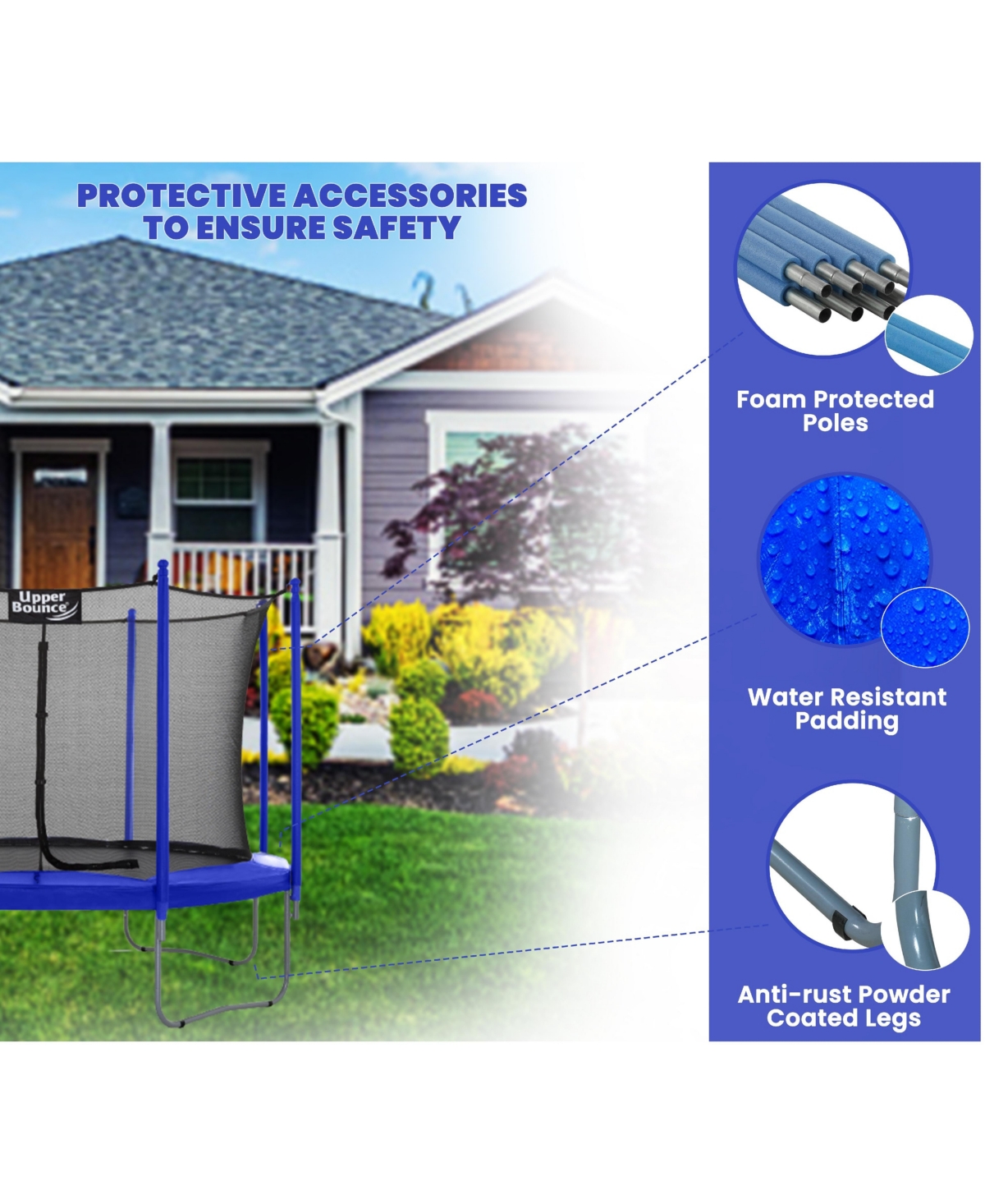 Plexalife Ft Round Trampoline Set with Safety Enclosure System - Backyard Trampoline - Outdoor Trampoline for Kids