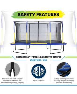 9' X 15' Gymnastics Style, Rectangular Trampoline Set with Premium Top-Ring Enclosure System - Blue/Yellow