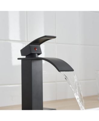 Waterfall Single Handle Single Hole Low-Arc Drip-Free Vanity Sink Bathroom Faucet