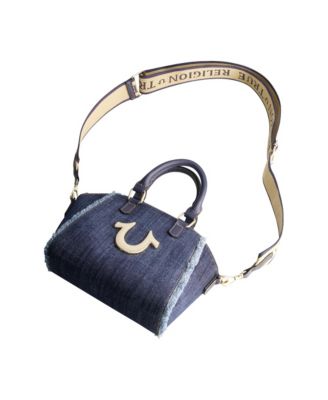 Frayed Denim Horseshoe Satchel