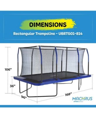 8' X 14' Gymnastics Style, Rectangular Trampoline Set with Premium Top-Ring Enclosure System - Blue/Black