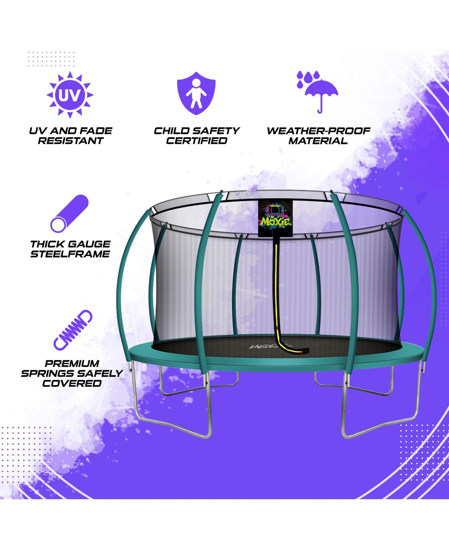 Детская игрушка PlexaLife Pumpkin-Shaped 14 Ft Trampoline with Safety Enclosure, Ages 14+, цвет: Тёмный зелёный — фото 2