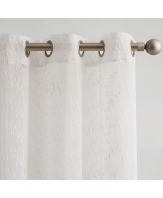 Aileen Textured Raindrop Sheer Window Curtain Panels White Pair 38x84