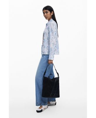 Women's Small corset-effect leather backpack