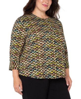 Trendy Plus Size Printed 3/4-Sleeve Top 