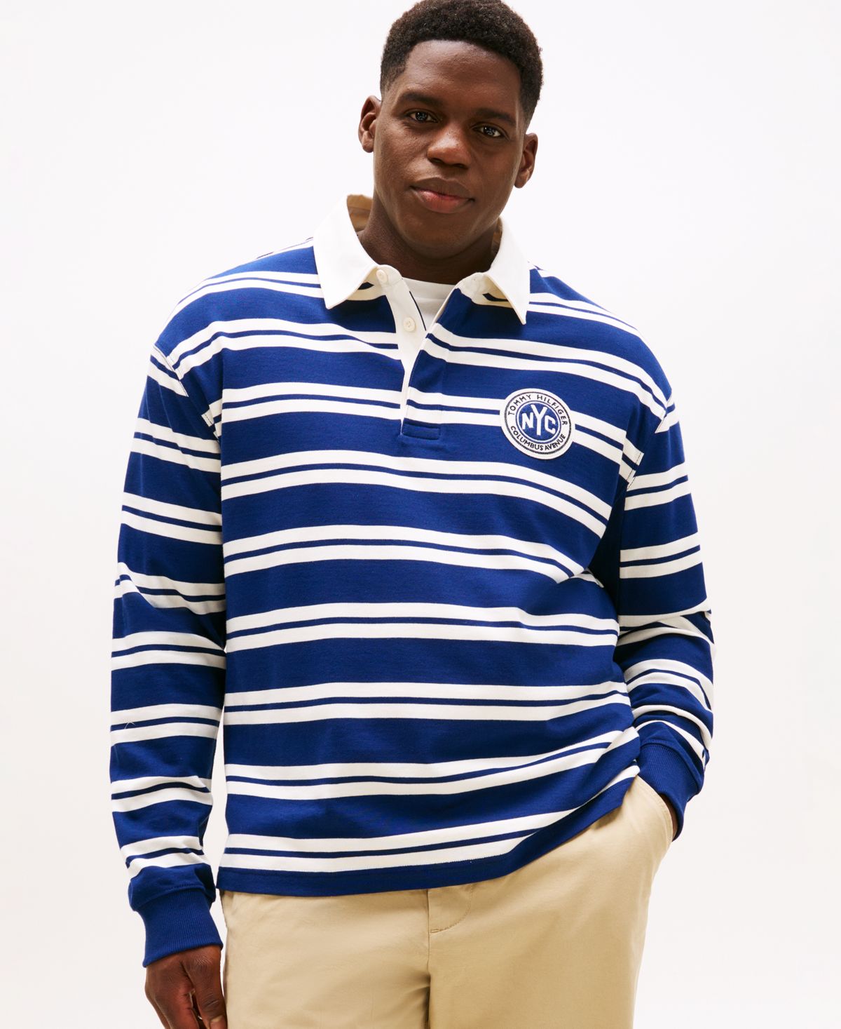 Мужская рубашка для регби в крупную и высокую полоску