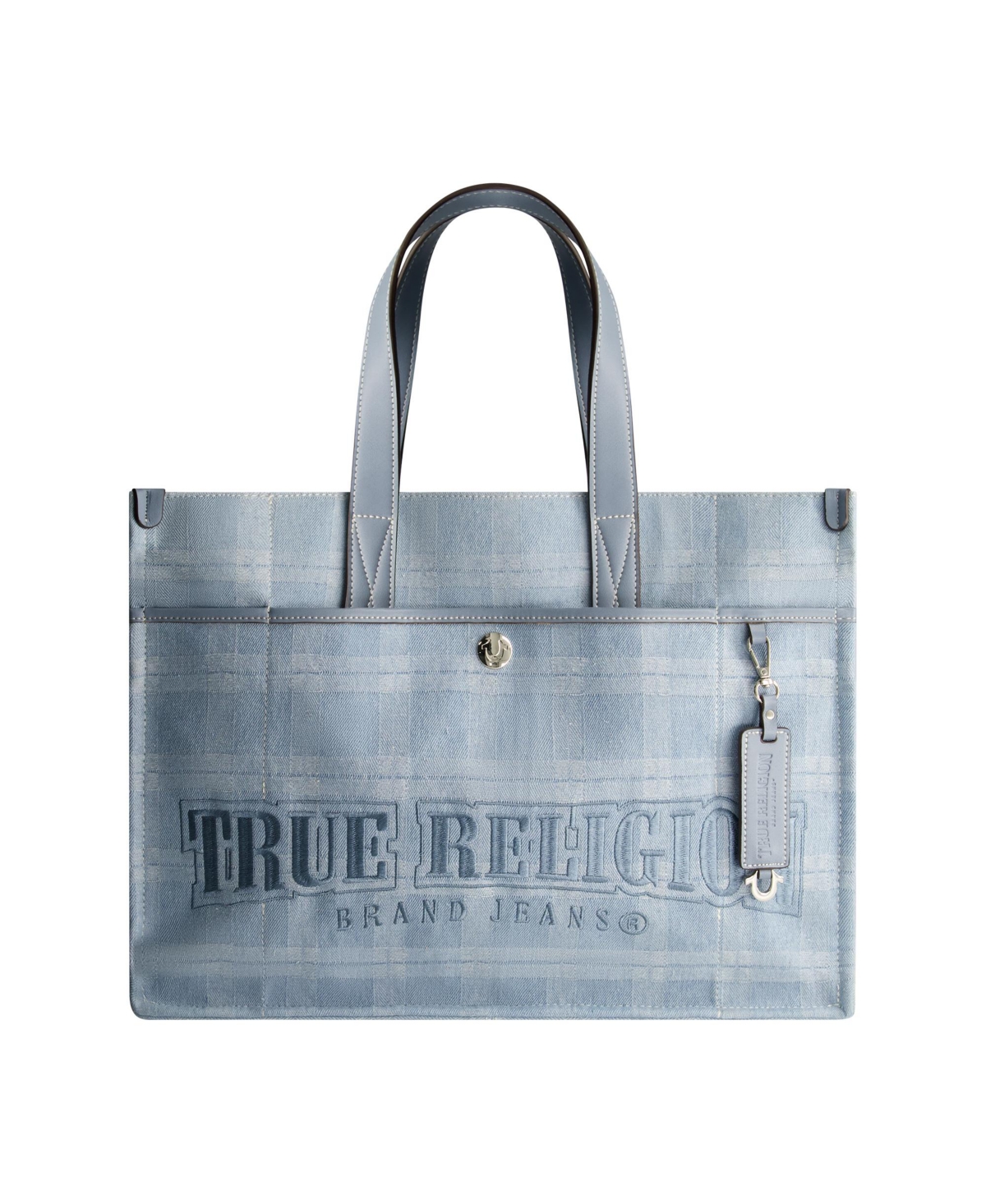 Striped Denim City Tote - Denim