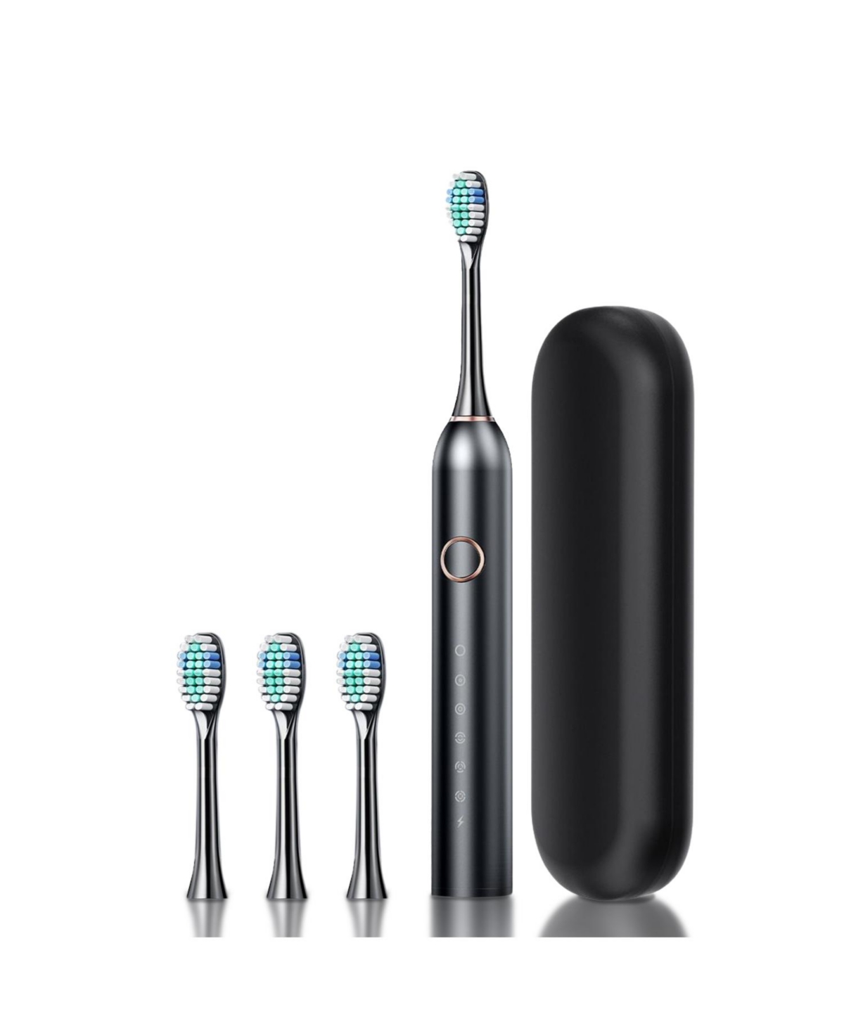 Travel Electric Toothbrush With Extra Brush Heads - Black