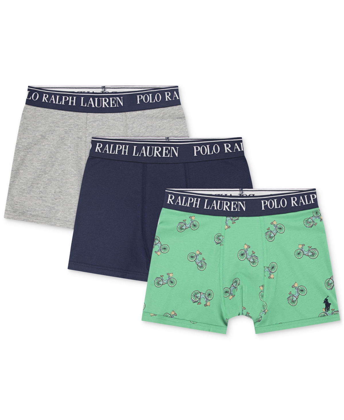 Polo Ralph Lauren Big Boys Cotton Stretch Boxer Briefs 3-Pack - Green