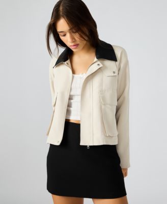 Steve Madden - Women's Justina Contrast-Collar Jacket