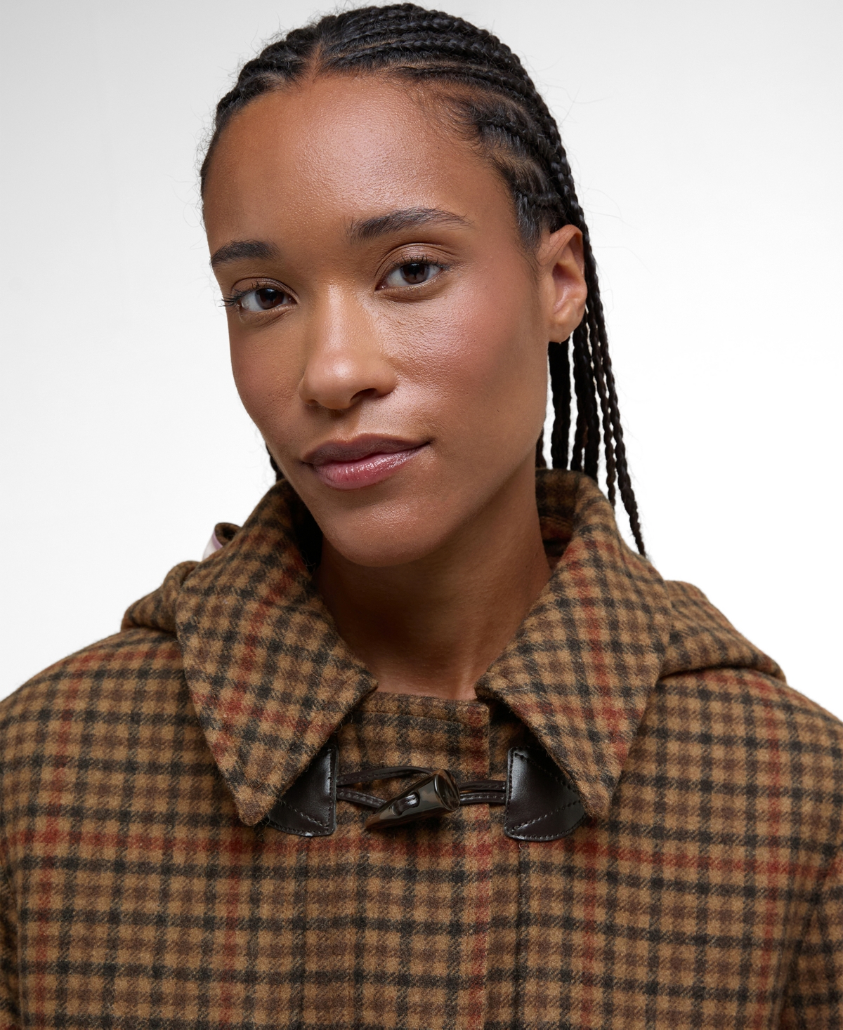 Barbour Women's Melody Checkered Hooded Coat In Brown