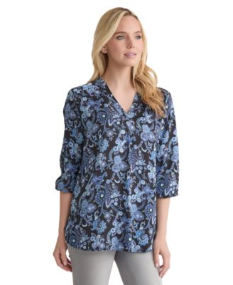 Women's Paisley-Print 3/4-Sleeve Tunic Top
