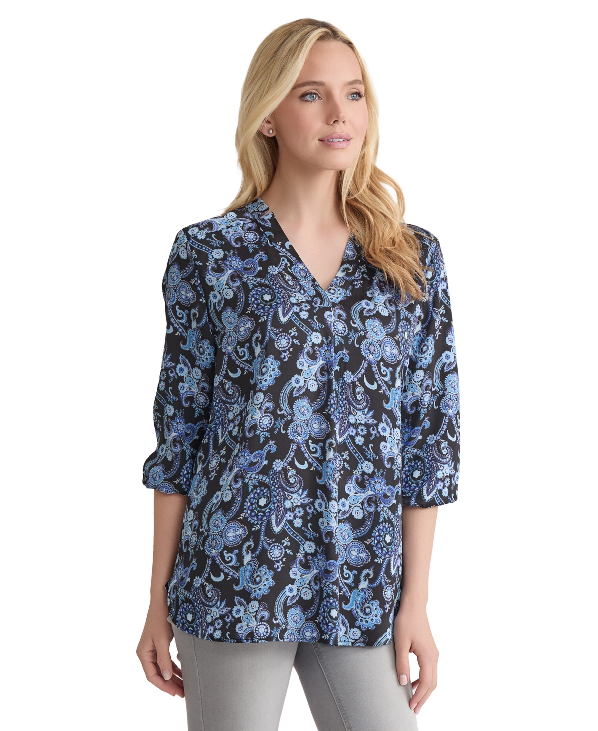 Jones New York Women's Paisley-print 3/4-sleeve Tunic Top In Multi