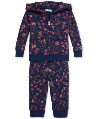 Polo Ralph Lauren - Baby Girls Floral Fleece Hoodie & Pant Set