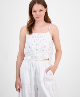 Lucky Brand - Women's Cotton Straight-Neck Cutwork Tank Top