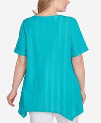 Plus Size Solid Crinkle Knit Top
