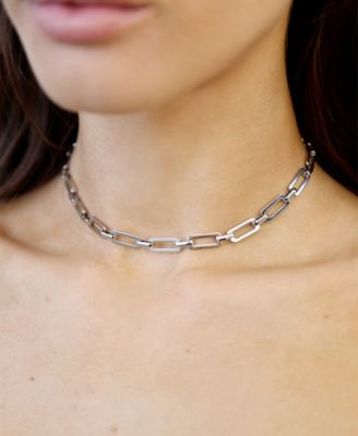 Golden Flat Rectangle Chain Necklace