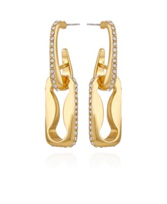 Gold-Tone Pav&eacute; Interlocking Link Earrings