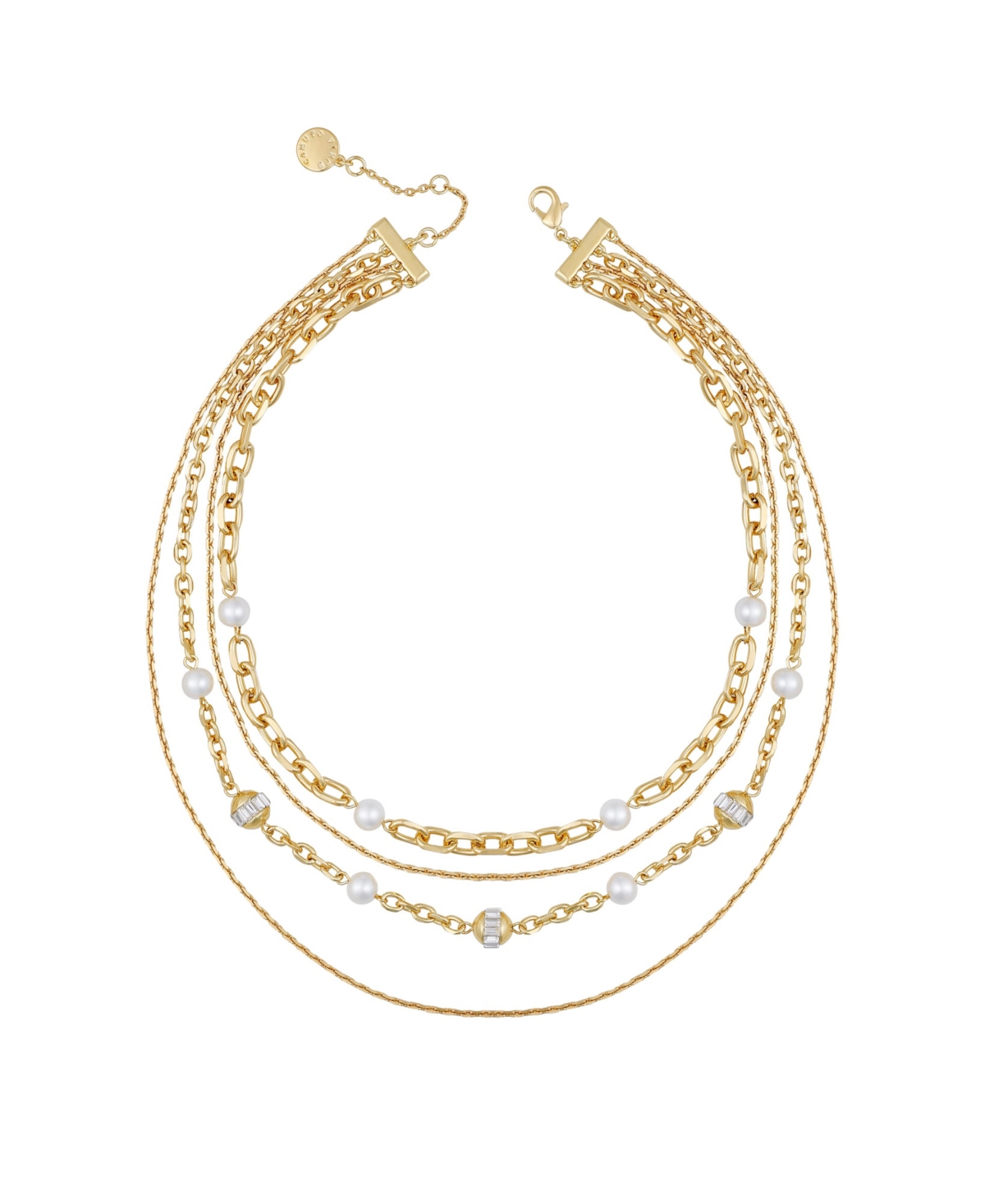 Layered Gold-Tone Chain Cultivated Pearl Necklace - Gold Tone Plated
