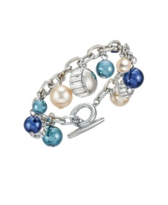Cultivated Pearl Crystal Charm Bracelet