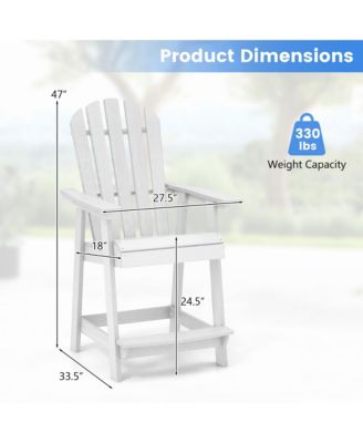 Tall Bar Stool HDPE Chair w/ Armrest Footrest Home Indoor Outdoor Patio