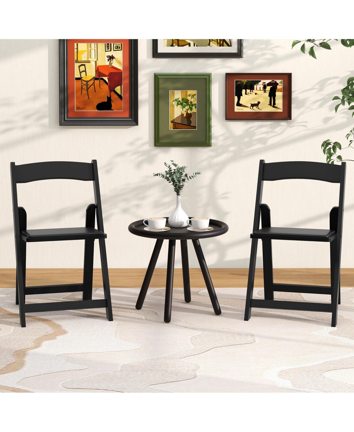 Gymax Set of Dining Chairs w/ Rubber Wood Legs & Padded Seat for Home Office Events