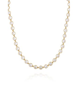 Gold Tone Cubic Zirconia Bezel Necklace