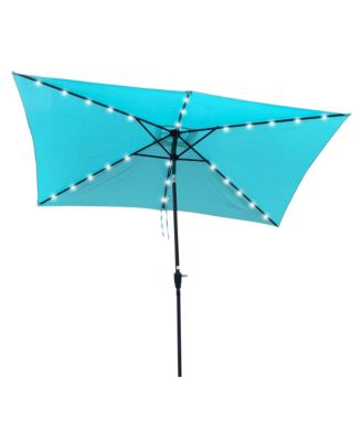 10 x 6.5t Rectangular Patio Solar LED Lighted Outdoor Umbrellas with Crank and Push Button Tilt