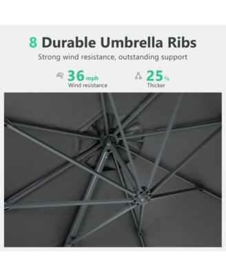 10 FT Cantilever Patio Umbrella with 360° Rotation & Tilt Adjustment, Square Outdoor Offset Umbrella with Aluminum Pole