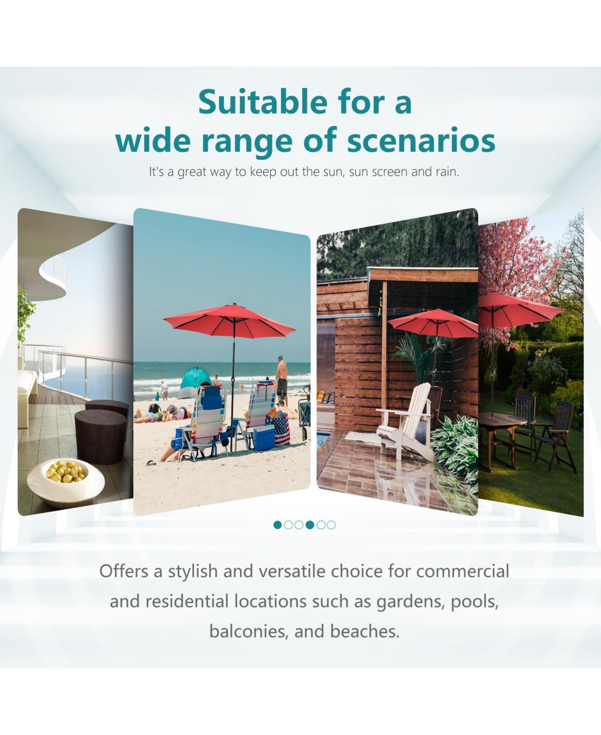 9 foot outdoor patio umbrella with button tilt and crank