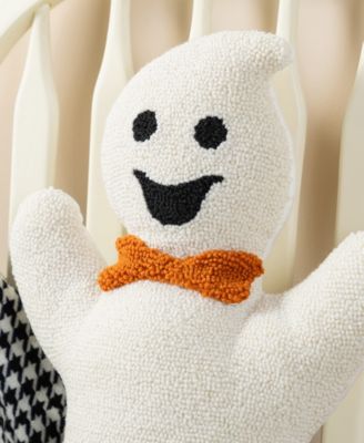 Halloween Hooked Ghost Shaped Decorative Pillow, 12" x 4"