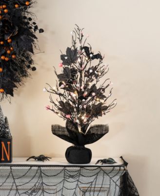 20" Lighted Pink Halloween Berries Table Tree