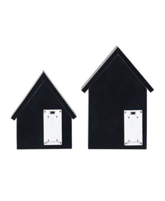 Lighted Halloween Wooden House-shaped Table Decor, Set of 2
