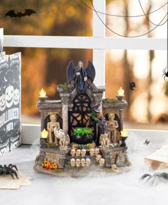 9.75" Lighted Resin Halloween Haunted House Village