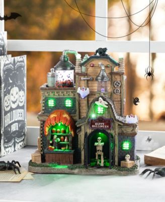 11" Lighted Resin Halloween Haunted House Village
