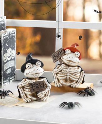 Halloween Resin Skeleton Frogs Table Decor, Set of 2