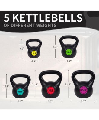Wide Grip Kettle Bell Strength Training Weight Set, 5, 10, 15, 20, 25lb