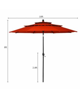 10 Feet 3 Tier Outdoor Patio Umbrella with Double Vented