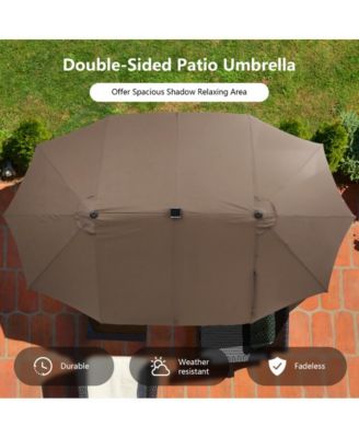 15 Feet Double-Sided Patio Umbrella with 48 LED Lights
