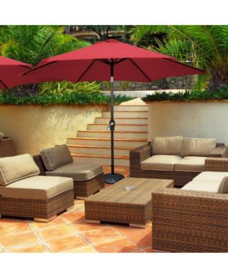 9 Feet Solar LED Lighted Patio Market Umbrella with Tilt Adjustment without Base