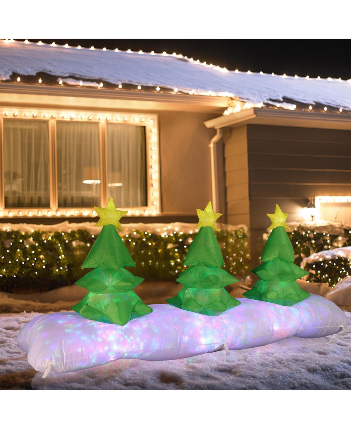 LuxenHome 8.2Ft Long Christmas Tree Inflatable with Festive Disco and Flashing Lights