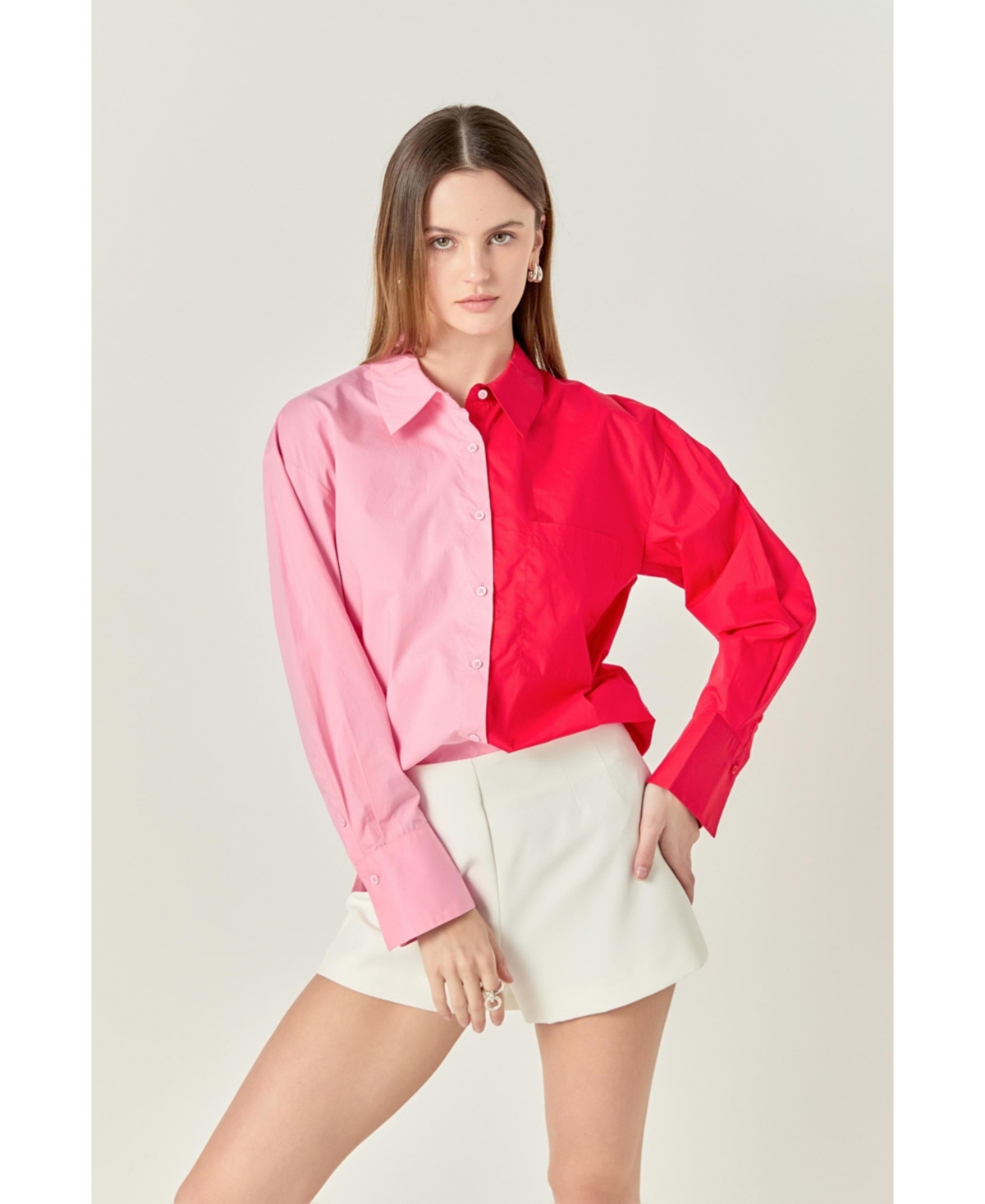 Women's Colorblock Shirt - Pink/red