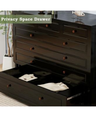 Black queen Murphy bed with 2 drawers, 2 shelves, 2 USB ports, and 2 charging ports. Ideal for guest rooms and home offices