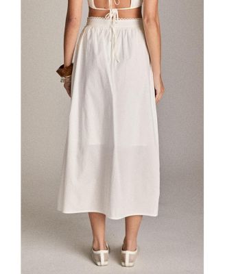 Women's Lace trimed midi skirt