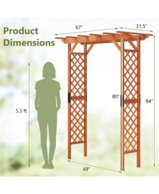 Arbor Over 7FT High Wooden Garden Arch Trellis Pergola Outdoor Patio Plant