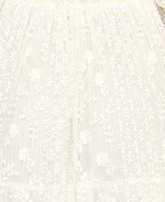 Juniors' Ruffled V-Neck Lace Dress