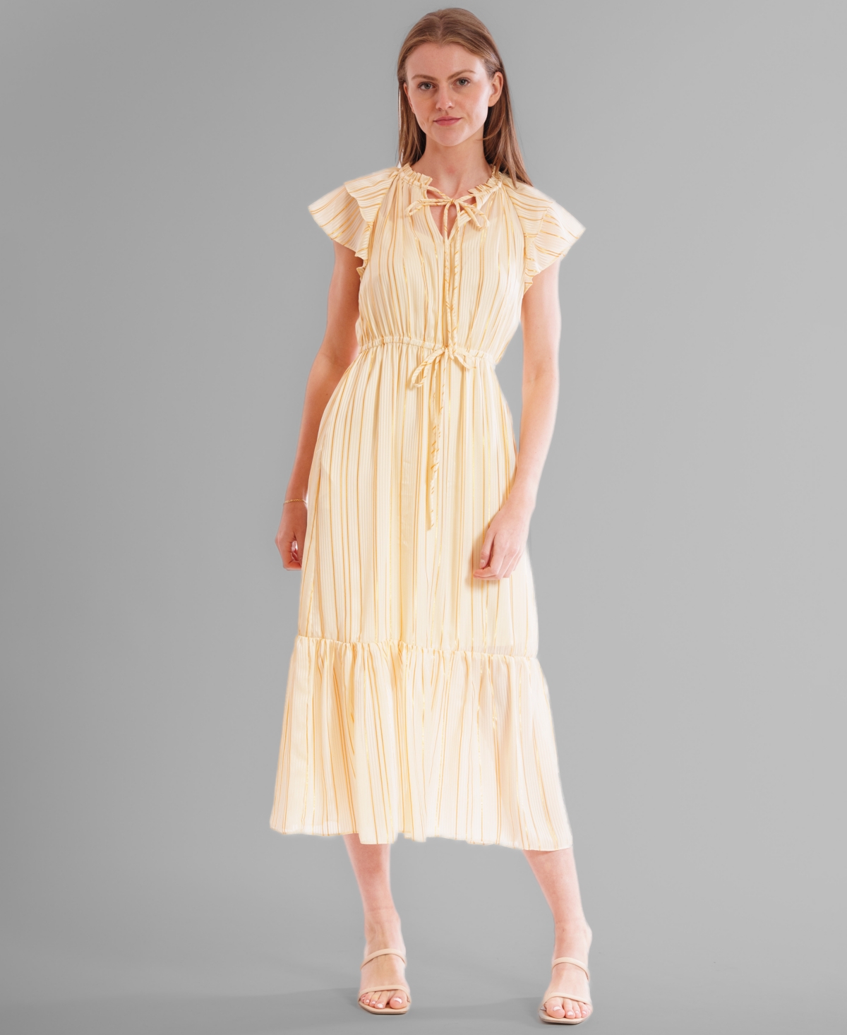 Women's Chiffon Tie-Neck Sleeveless Maxi Dress - Cream